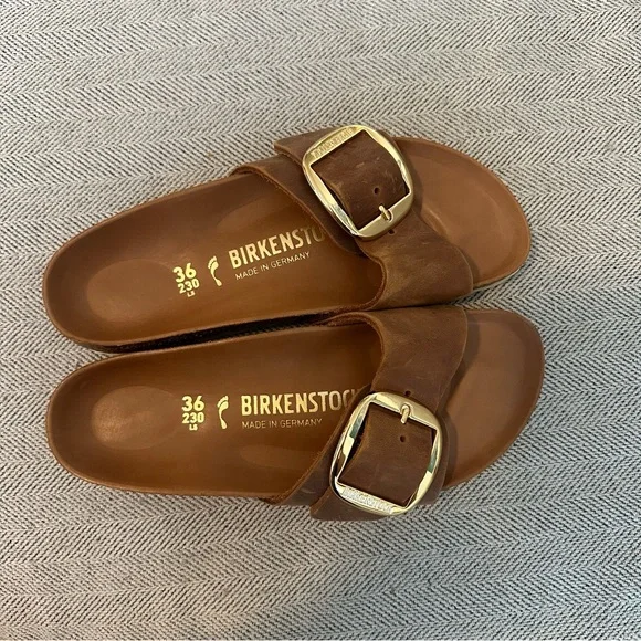 Birkenstock Madrid Big Buckle Sandal in Cognac Size 36 - Picture 2 of 4
